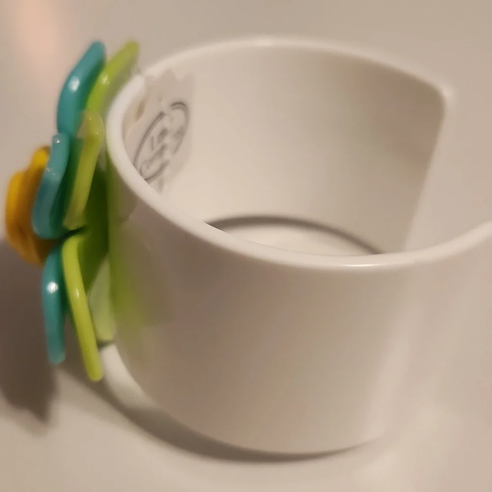 Flower Cuff Bracelet with Rhinestone Detail